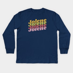 Jolene psychedelic typography boho 1970s design Kids Long Sleeve T-Shirt